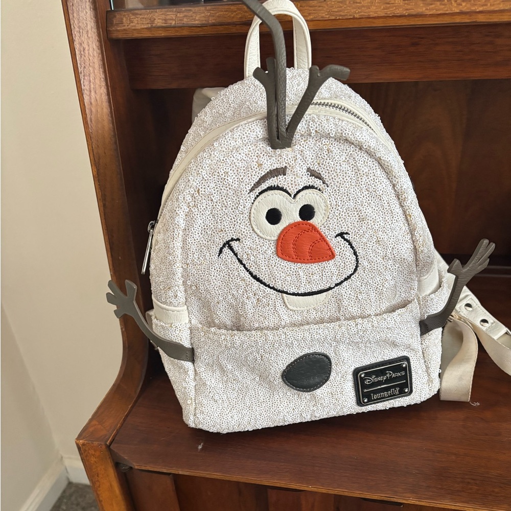 Loungefly White and Orange Olaf Mini Backpack
